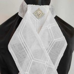 ELEGANT EQUESTRIAN STOCK TIE ~ FLAT/FOLD PRE-TIE - LTD W/MAGNETIC BROOCH